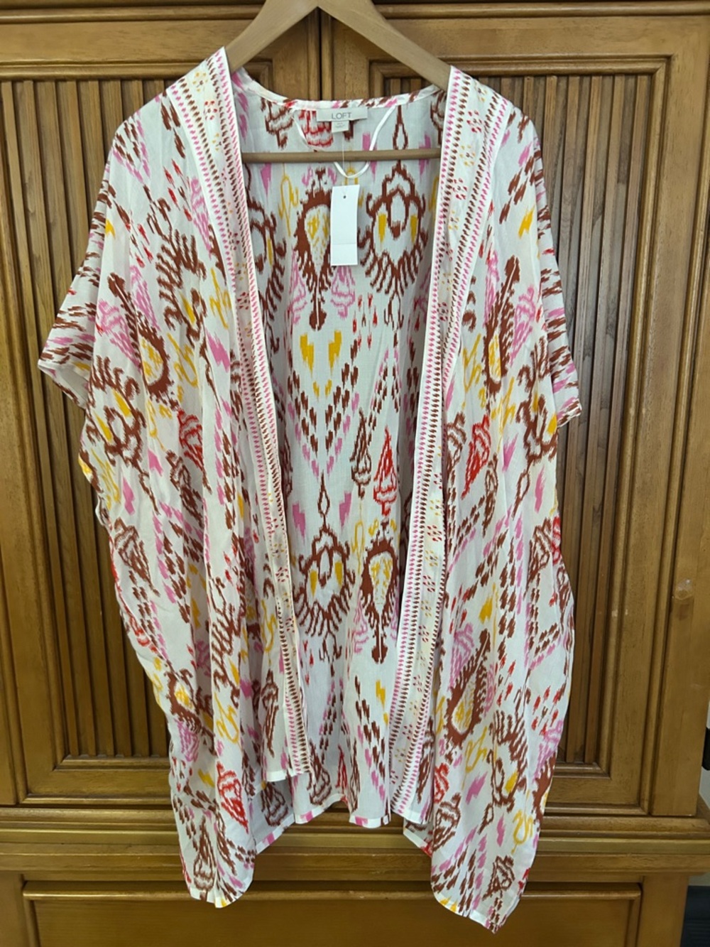 NWT LOFT Open Kimono in Cream, Pink & Yellow